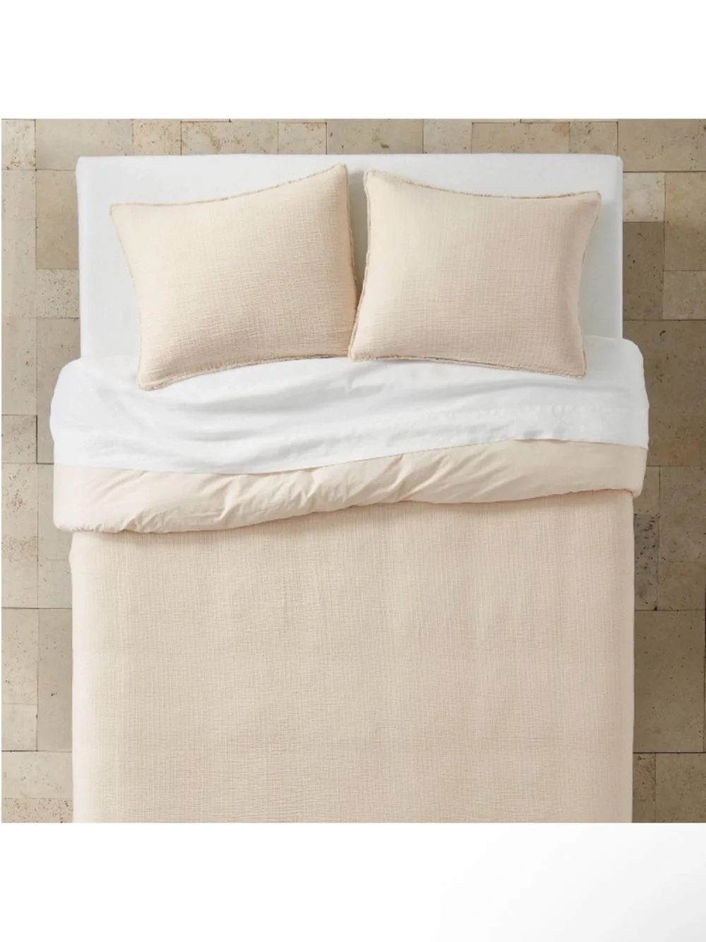 NWT Full/Queen Textured Chambray Cotton Duvet & Sham Set Natural - Casaluna